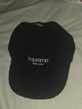 Supreme Black Wool Hat with White Embroidery